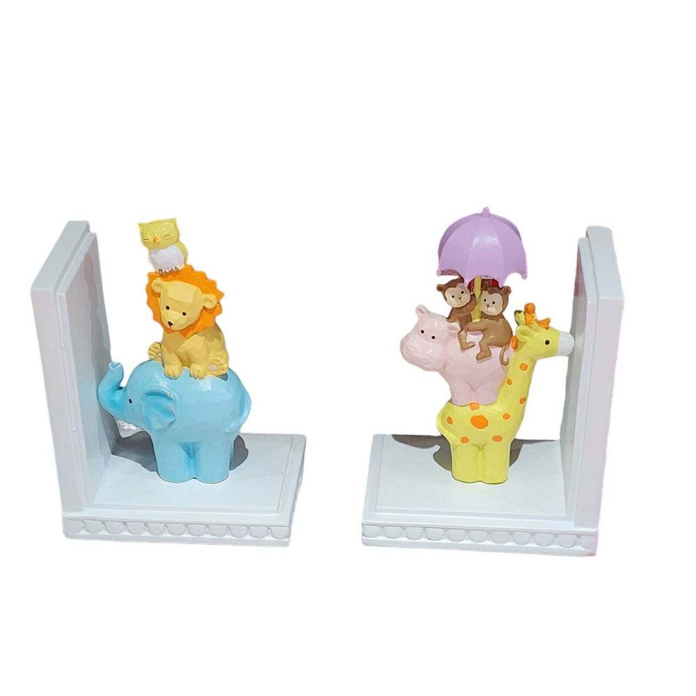 Set of Two Bookends With Multicolored Animal Figures 6x 5x 3.5 In - Picture 4 of 4